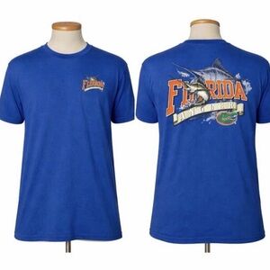 Florida Angler Florida Gators T-Shirt Mens 2XL Blue Fishing Graphic short Sleeve